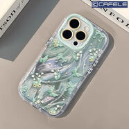 山頭林村蘭知春序手機殼薄荷鈴蘭適用iPhone13PRO手機殼16pro/13promax/15promax情侶 奶油羽紗IMD-透明-LKYFGH5602薄荷鈴蘭 14