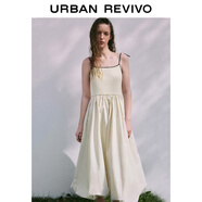 UR2025夏季新款女裝波嬉風(fēng)拼接肌理系帶針織連衣裙UYU950066 象牙白 XS