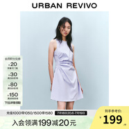 UR2025春季新款女摩登氣質(zhì)褶皺收腰顯瘦無袖連衣裙UYY750030 淡紫 M