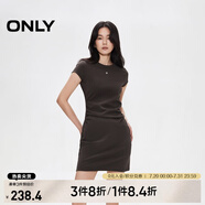 ONLY2025春季新款金屬裝飾收腰捏褶短裙T恤裙連衣裙女|125161021 E09土質(zhì)棕色 L