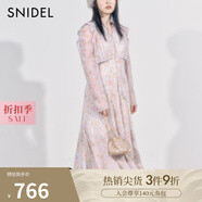 SNIDEL秋冬甜美淑女荷葉邊收腰百褶印花連衣裙SWFO244316 混合色 M （1）