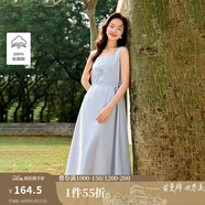 茵曼（INMAN）自然涼純棉府綢法式方領(lǐng)背心連衣裙2025夏季女裝新品無(wú)袖收腰裙子 淺藍色 S