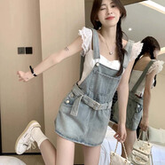 DAVEY MODE女士夏季衣服新款牛仔背帶裙褲女小個(gè)子女包臀短裙 連衣裙 M