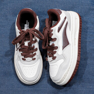 李寧休閑鞋女鞋2025新款淺口小白鞋軟彈潮流板鞋透氣舒適運動(dòng)鞋 白沙灰/云霧白/焦褐色 39