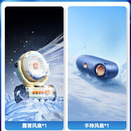 權(quán)蔚【100檔制冷丨秒降16°C】戶外充電電風(fēng)扇大容量鋰電池超長續(xù)航 野外釣魚露營帳篷風(fēng)扇無線便攜式 【套裝】露營風(fēng)扇*1+手持風(fēng)扇*1 50000毫安丨贈蚊香片丨3檔照明丨15天免費用