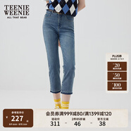 Teenie Weenie小熊女裝簡(jiǎn)約風(fēng)春季雙排扣牛仔鉛筆褲小腳褲修身長(cháng)褲 中藍色 M (165)