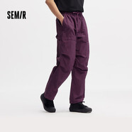 森馬（Semir）【大促福袋】休閑褲男女簡(jiǎn)約百搭長(cháng)褲夏季運動(dòng)風(fēng)潮流褲子 男-B款酒紅【傘兵工裝褲】 S