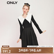 ONLY時(shí)尚潮流海軍風(fēng)尖領(lǐng)收腰短款連衣裙女|123107032 H1Z 黑色BLACK M (165) 84A