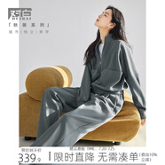 對白時尚通勤運動衛(wèi)衣兩件套女2025春裝新款外套直筒長褲休閑套裝 深灰色 M