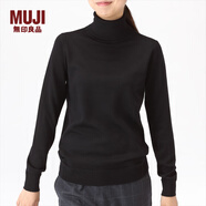 無印良品 MUJI 女式 天竺 高領(lǐng)毛衣 W8AA871 秋冬長袖針織衫 黑色 S