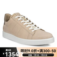 愛步（ECCO）男鞋低幫休閑鞋 牛皮板鞋耐磨春秋系帶 街頭輕巧521304 521304/60921裸色-男鞋 39