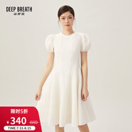 深呼吸DEEP BREATH女裝小圓領(lǐng)泡泡袖肌理感洋裝連衣裙傘裙8500138 奶油白 XL (5碼)