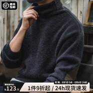 馬登工裝 美式復(fù)古純色保暖高領(lǐng)針織衫馬海毛毛衣春季個(gè)性打底衫男 黑色 XL