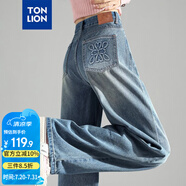 唐獅（TonLion）2025春女百搭直筒牛仔長褲