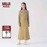 無印良品 MUJI 女式 棉斜紋背帶裙裙子文藝范工裝純棉全棉BE06CC3A 米色 S(155/62A)