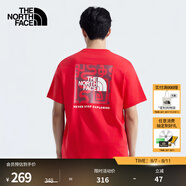 北面（The North Face）短袖T恤「新年蛻變」情侶款戶外寬松舒適半袖上衣25新品|8CFU 682/曜日紅 XS /160