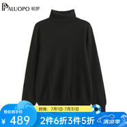 帕羅（PALUOPO）山羊絨衫女高領(lǐng)基礎(chǔ)多色純色100%山羊絨保暖內(nèi)穿毛衣針織衣 黑色 M (100碼)