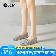 快樂(lè)瑪麗（J&M）女鞋平底單鞋女2025春夏季新款淺口漁夫鞋休閑懶人一腳蹬帆布鞋女 米白色 35 225mm