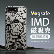 繪色師 適用蘋果8plus磁吸手機殼潮牌彩銀iPhone7plus超火全包防摔男2025新款歡愉小新保護套 【IMD彩銀磁吸殼/月光黑】線條插畫CY 蘋果8plus