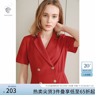 范思藍(lán)恩正式氣質(zhì)通勤連衣裙女夏季收腰顯瘦面試西裝裙 紅色 L