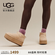 UGG冬季女士舒適時尚經(jīng)典迷你純色厚底保暖休閑短筒雪地靴1135092 SAN | 沙色 37