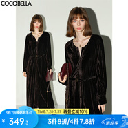 COCOBELLA靜奢風(fēng)內(nèi)搭保暖長(zhǎng)袖連衣裙襯衫裙絲絨禮服裙FR7088 深巧棕 XL