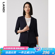 LANDI藏藍(lán)色七分袖小西裝外套女春季新款修身西服上衣 藏藍(lán)色 M