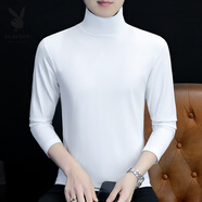 花花公子（PLAYBOY）純棉秋冬季半高領(lǐng)打底衫男士修身內(nèi)搭長(zhǎng)袖T恤中領(lǐng)男裝秋衣外穿 YPT193白色【高領(lǐng)】 花花公子正品 M 建議100-115斤 花花公子正品