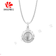 DOLPS925純銀蓮花圓嘎烏盒吊墜升級(jí)款藏式民族風(fēng)鍍金可打開情侶配飾 亮銀中款含項(xiàng)鏈