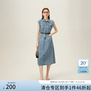 范思藍恩法式復古純棉無袖牛仔連衣裙女夏季2024新款23FS12180 牛仔藍 S