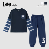 LEE KIDS兒童秋季套裝童裝2025新款春秋裝男童長袖t恤童裝洋氣潮流衛(wèi)褲秋藏藍/純色-藏藍/LE白左下發(fā)泡K130