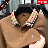 巴寶利亞旗艦店春秋新品歐洲站POLO衫長袖T恤男士純棉寬松翻領打底衫 卡其 M 165