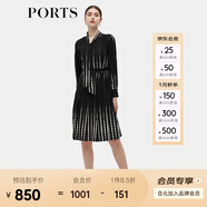 PORTS寶姿秋季新款女裝時(shí)尚圓點(diǎn)印花連衣裙ALD9D015QPT100 黑白混色 S 4