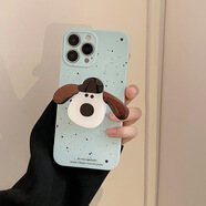 奶藍(lán)ins狗架16promax卡通手機(jī)殼蘋(píng)果13適用iphone15代發(fā)11萌 水藍(lán)墨點(diǎn)Jes+掌門(mén)狗支架 16promax
