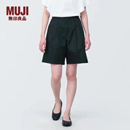 無(wú)印良品（MUJI） 女式 彈力 抽褶中褲 褲子女款短褲休閑褲 女裝  BE1R1C4S 黑色 S 155/62A