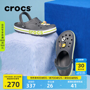 crocs卡駱馳洞洞鞋貝雅卡駱班輕便耐磨一腳蹬休閑鞋|205089 石板灰/青檸綠-0GX 44 (280mm)