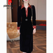 皮爾卡丹（PIERRE CARDIN）連衣裙2025新款女春秋季時(shí)尚輕奢感御姐氣質(zhì)媽媽精致通勤裙子 橘色領(lǐng)子 M 80-105