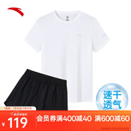 安踏速干套裝丨運(yùn)動(dòng)短袖短褲兩件套女夏季冰絲跑步吸濕透氣羽毛球服