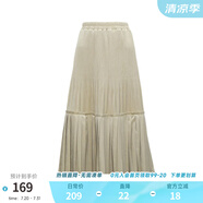 兩三事絲絨半身裙春季女黑色百褶裙裙子復(fù)古半裙長(zhǎng)裙 開心自轉(zhuǎn)體 奶杏色 厚款 L
