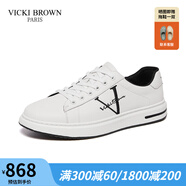 VICKI BROWN【VB男鞋】法國品牌簡約潮流板鞋刺繡百搭小白鞋舒適休閑鞋男 白黑色 40