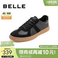 百麗男鞋舒適牛皮休閑鞋商場(chǎng)同款復(fù)古夏季透氣德訓(xùn)鞋52022CM0 黑色 38 (240mm)