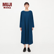 無印良品 MUJI IDEE 女式 套頭長袖連衣裙 GAC32C2A 裙子 多巴胺 深藍(lán)色 均碼