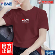 FEAE官方品牌t恤男短袖2025夏款刺繡純棉冰絲休閑簡(jiǎn)約圓領(lǐng)大碼短袖 酒紅色 【國(guó)風(fēng)】 2XL 【建議145-160斤】