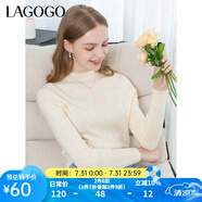 lagogo多巴胺多色修身軟糯針織衫女拉谷谷2024冬新款半高領(lǐng)打底衫 米色(T2) M 160/38