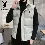 花花公子（PLAYBOY）馬甲男無袖馬夾外套冬季棉馬甲男士韓版休閑潮流時(shí)尚中男士坎肩 豆綠色 XL （125斤-135斤）