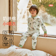 威爾貝魯（WELLBER）男女兒童內衣套裝嬰兒純棉睡衣寶寶25春秋衣秋褲 果果熊貓100cm