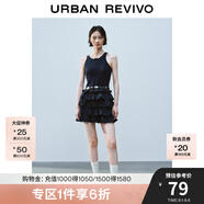 UR2025夏季新款女裝休閑疊層荷葉邊無(wú)袖連衣裙UYY750084 墨藍(lán) M