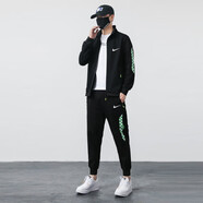 NBA SHOES-NIKE NASA運動(dòng)套裝男春秋季純棉衛衣冬季新款潮流秋季戶(hù)外休閑運 黑色 M _適合95斤-115斤