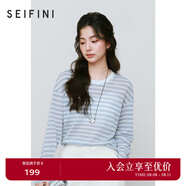 詩(shī)凡黎（'SEIFINI）詩(shī)凡黎慵懶風(fēng)鏤空針織衫25春夏新品寬松高級(jí)感防曬衫外搭罩衫上衣 海冰藍(lán) M
