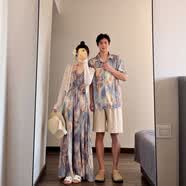 GOYN法式情侶裝夏季度假風沙灘海邊吊帶女連衣裙2025夏季新款休閑襯衫 女生連衣裙 3XL